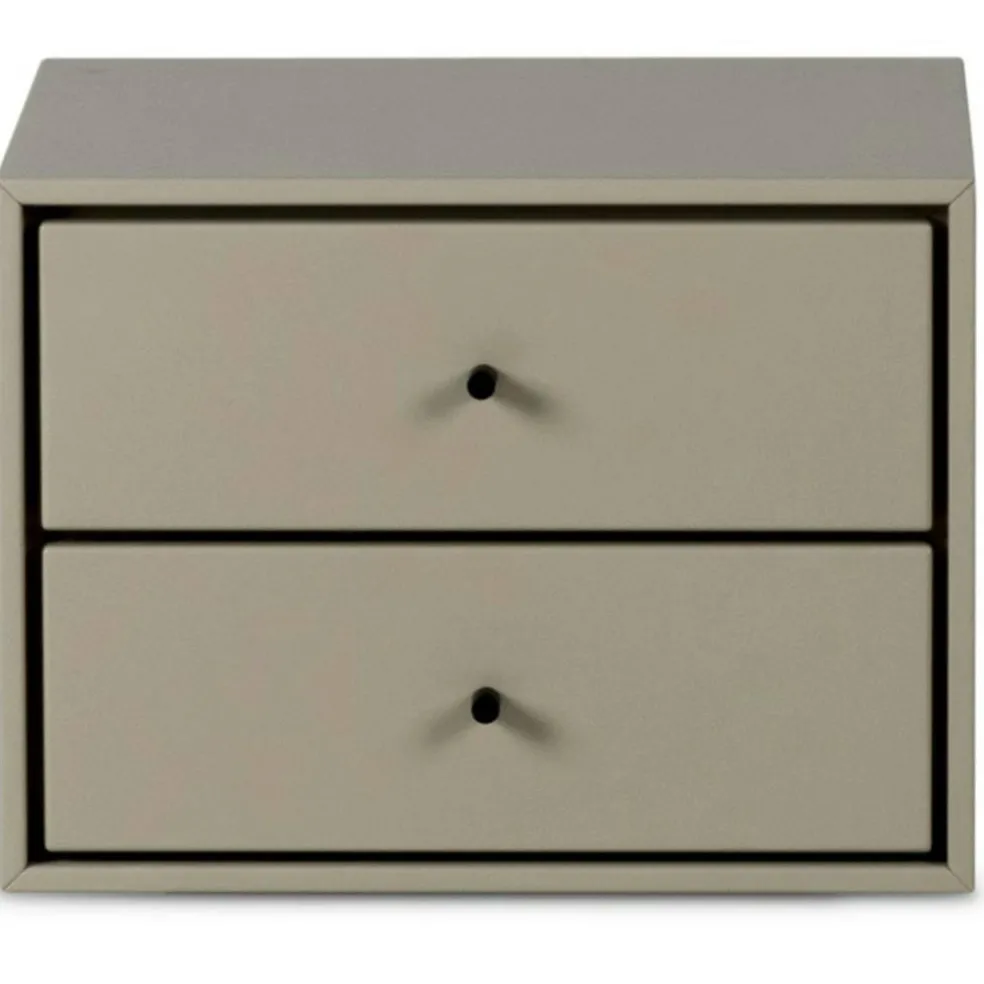 Volt Vägghängt Sängbord 2 Lådor, Beige/Svart