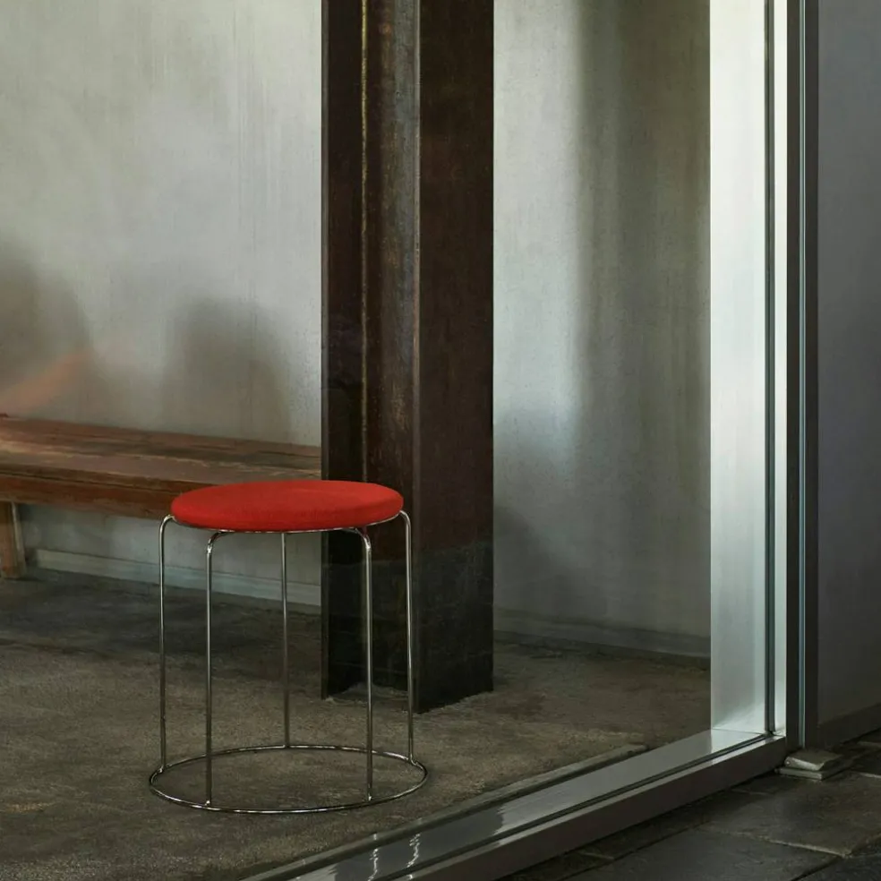 Wire Stool Sittdyna Ø36 cm, Röd